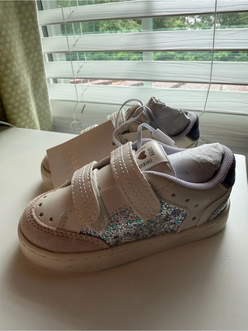 Zara Cream & Iridescent Glitter Kids Sneakers